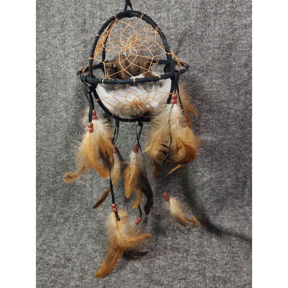 Hand Crafted Black and Brown Feather Dreamcatcher